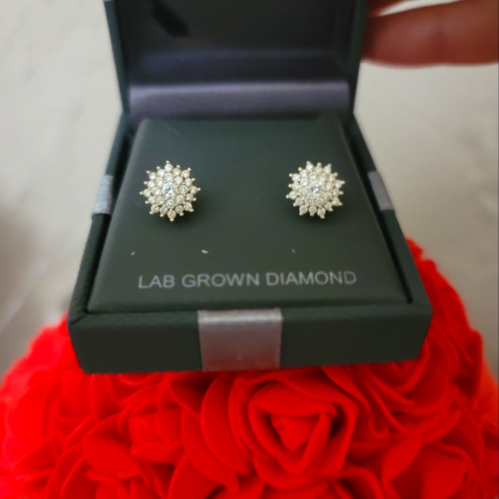 Cluster Sunburst 10k Gold Earrings